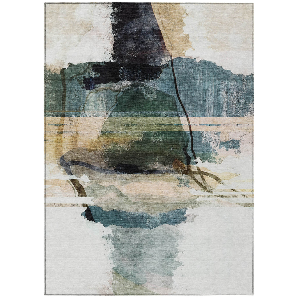 Piper Looms Chantille Abstract ACN2033 Green Machine Washable Area Rug main image