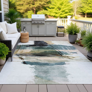 Piper Looms Chantille Abstract ACN2033 Green Machine Washable Area Rug Outdoor Lifestyle Image Feature