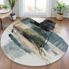 Piper Looms Chantille Abstract ACN2033 Green Machine Washable Area Rug Round Lifestyle Image Feature