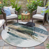 Piper Looms Chantille Abstract ACN2033 Green Machine Washable Area Rug Round Outdoor Lifestyle Image Feature