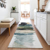 Piper Looms Chantille Abstract ACN2033 Green Machine Washable Area Rug Runner Lifestyle Image Feature