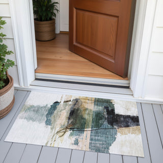 Piper Looms Chantille Abstract ACN2033 Green Machine Washable Area Rug Scatter Outdoor Lifestyle Image Feature