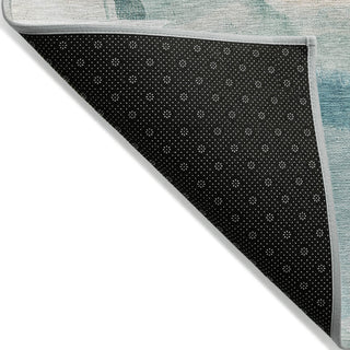 Piper Looms Chantille Abstract ACN2033 Teal Machine Washable Area Rug Backing Image