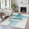 Piper Looms Chantille Abstract ACN2033 Teal Machine Washable Area Rug Lifestyle Image Feature