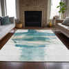 Piper Looms Chantille Abstract ACN2033 Teal Machine Washable Area Rug Lifestyle Image Feature