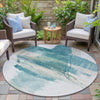 Piper Looms Chantille Abstract ACN2033 Teal Machine Washable Area Rug Round Outdoor Lifestyle Image Feature