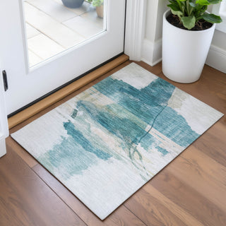 Piper Looms Chantille Abstract ACN2033 Teal Machine Washable Area Rug Scatter Lifestyle Image Feature