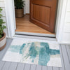 Piper Looms Chantille Abstract ACN2033 Teal Machine Washable Area Rug Scatter Outdoor Lifestyle Image Feature