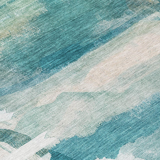 Piper Looms Chantille Abstract ACN2033 Teal Machine Washable Area Rug Swatch Image