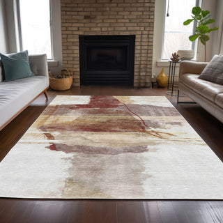 Piper Looms Chantille Abstract ACN2033 Terracotta Machine Washable Area Rug Lifestyle Image Feature