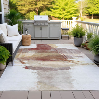 Piper Looms Chantille Abstract ACN2033 Terracotta Machine Washable Area Rug Outdoor Lifestyle Image Feature