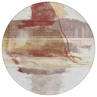 Piper Looms Chantille Abstract ACN2033 Terracotta Machine Washable Area Rug Round Main Image