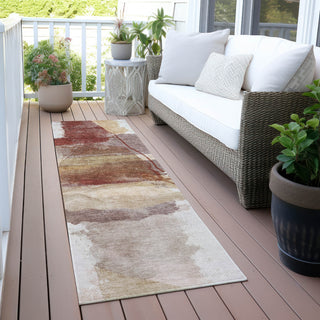 Piper Looms Chantille Abstract ACN2033 Terracotta Machine Washable Area Rug Runner Outdoor Lifestyle Image Feature