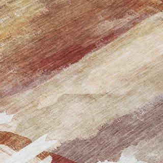 Piper Looms Chantille Abstract ACN2033 Terracotta Machine Washable Area Rug Swatch Image