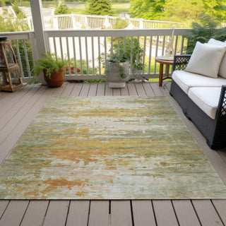 Piper Looms Chantille Abstract ACN2034 Aloe Machine Washable Area Rug Outdoor Lifestyle Image Feature