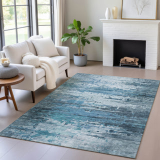Piper Looms Chantille Abstract ACN2034 Blue Machine Washable Area Rug Lifestyle Image Feature