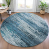 Piper Looms Chantille Abstract ACN2034 Blue Machine Washable Area Rug Round Lifestyle Image Feature