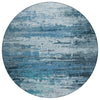 Piper Looms Chantille Abstract ACN2034 Blue Machine Washable Area Rug Round Main Image
