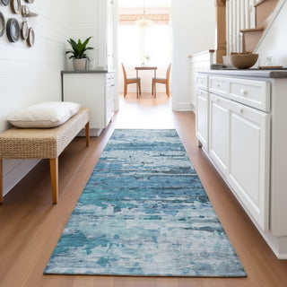 Piper Looms Chantille Abstract ACN2034 Blue Machine Washable Area Rug Runner Lifestyle Image Feature