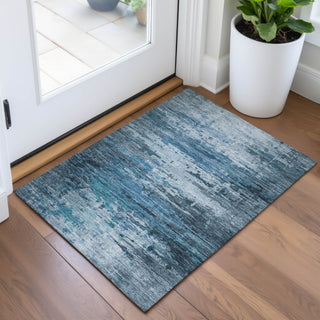 Piper Looms Chantille Abstract ACN2034 Blue Machine Washable Area Rug Scatter Lifestyle Image Feature