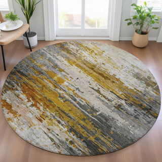 Piper Looms Chantille Abstract ACN2034 Copper Machine Washable Area Rug Round Lifestyle Image Feature
