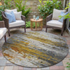 Piper Looms Chantille Abstract ACN2034 Copper Machine Washable Area Rug Round Outdoor Lifestyle Image Feature