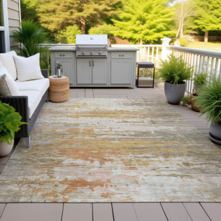Piper Looms Chantille Abstract ACN2034 Khaki Machine Washable Area Rug Outdoor Lifestyle Image Feature