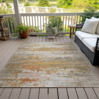 Piper Looms Chantille Abstract ACN2034 Khaki Machine Washable Area Rug Outdoor Lifestyle Image Feature
