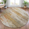 Piper Looms Chantille Abstract ACN2034 Khaki Machine Washable Area Rug Round Lifestyle Image Feature