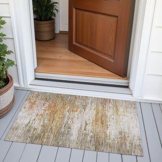 Piper Looms Chantille Abstract ACN2034 Khaki Machine Washable Area Rug Scatter Outdoor Lifestyle Image Feature