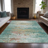 Piper Looms Chantille Abstract ACN2034 Teal Machine Washable Area Rug Lifestyle Image Feature