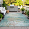 Piper Looms Chantille Abstract ACN2034 Teal Machine Washable Area Rug Outdoor Lifestyle Image Feature