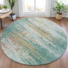Piper Looms Chantille Abstract ACN2034 Teal Machine Washable Area Rug Round Lifestyle Image Feature