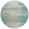 Piper Looms Chantille Abstract ACN2034 Teal Machine Washable Area Rug Round Main Image