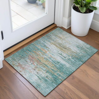 Piper Looms Chantille Abstract ACN2034 Teal Machine Washable Area Rug Scatter Lifestyle Image Feature