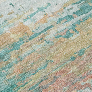 Piper Looms Chantille Abstract ACN2034 Teal Machine Washable Area Rug Swatch Image