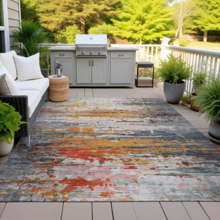 Piper Looms Chantille Abstract ACN2034 Terracotta Machine Washable Area Rug Outdoor Lifestyle Image Feature