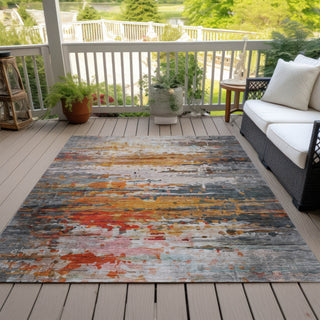 Piper Looms Chantille Abstract ACN2034 Terracotta Machine Washable Area Rug Outdoor Lifestyle Image Feature