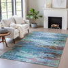 Piper Looms Chantille Abstract ACN2035 Blue Machine Washable Area Rug Lifestyle Image Feature