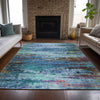 Piper Looms Chantille Abstract ACN2035 Blue Machine Washable Area Rug Lifestyle Image Feature
