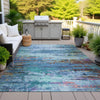 Piper Looms Chantille Abstract ACN2035 Blue Machine Washable Area Rug Outdoor Lifestyle Image Feature