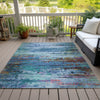 Piper Looms Chantille Abstract ACN2035 Blue Machine Washable Area Rug Outdoor Lifestyle Image Feature
