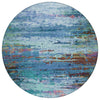 Piper Looms Chantille Abstract ACN2035 Blue Machine Washable Area Rug Round Main Image