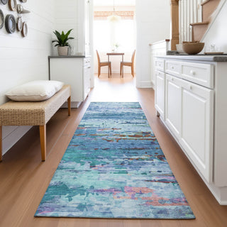 Piper Looms Chantille Abstract ACN2035 Blue Machine Washable Area Rug Runner Lifestyle Image Feature
