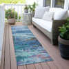 Piper Looms Chantille Abstract ACN2035 Blue Machine Washable Area Rug Runner Outdoor Lifestyle Image Feature