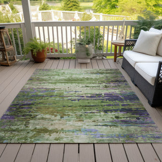 Piper Looms Chantille Abstract ACN2035 Green Machine Washable Area Rug Outdoor Lifestyle Image Feature