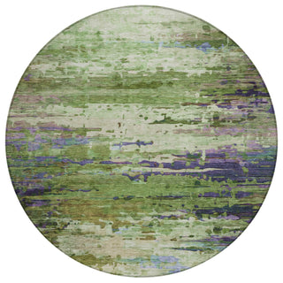 Piper Looms Chantille Abstract ACN2035 Green Machine Washable Area Rug Round Main Image