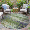 Piper Looms Chantille Abstract ACN2035 Green Machine Washable Area Rug Round Outdoor Lifestyle Image Feature