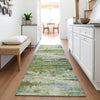 Piper Looms Chantille Abstract ACN2035 Green Machine Washable Area Rug Runner Lifestyle Image Feature