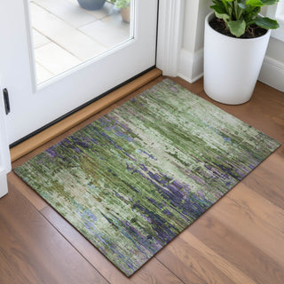 Piper Looms Chantille Abstract ACN2035 Green Machine Washable Area Rug Scatter Lifestyle Image Feature